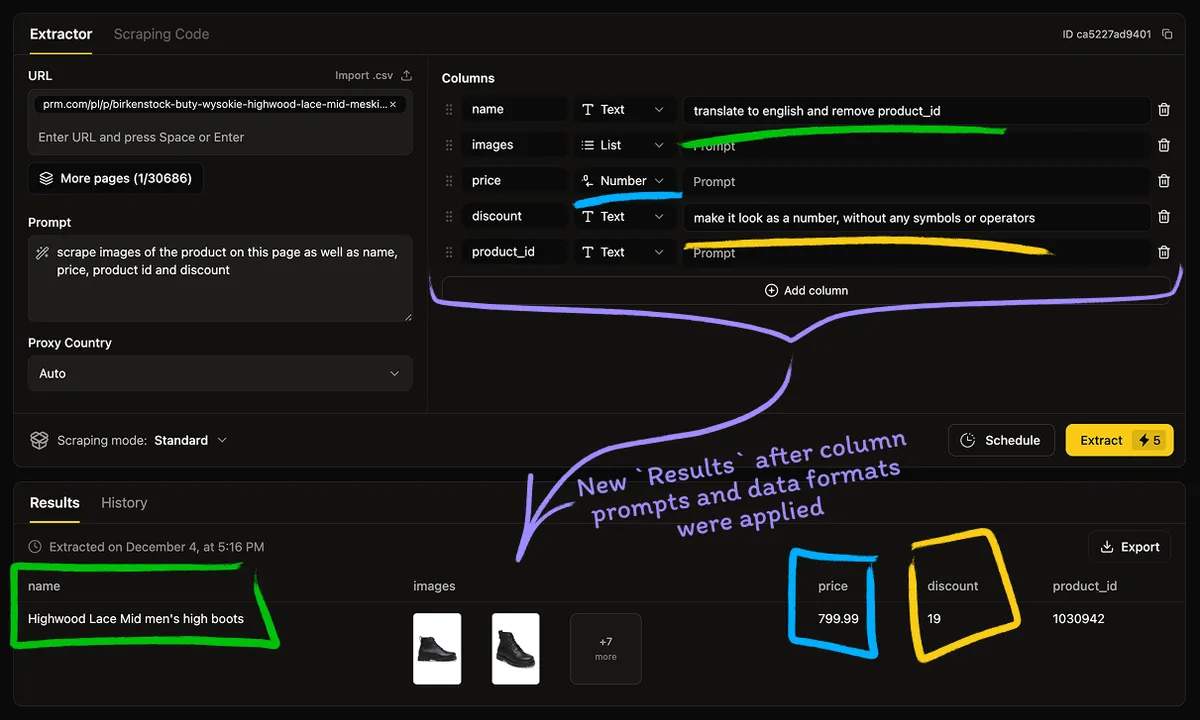 How to Extract data from a Website to excel. Step #5: Tune Columns