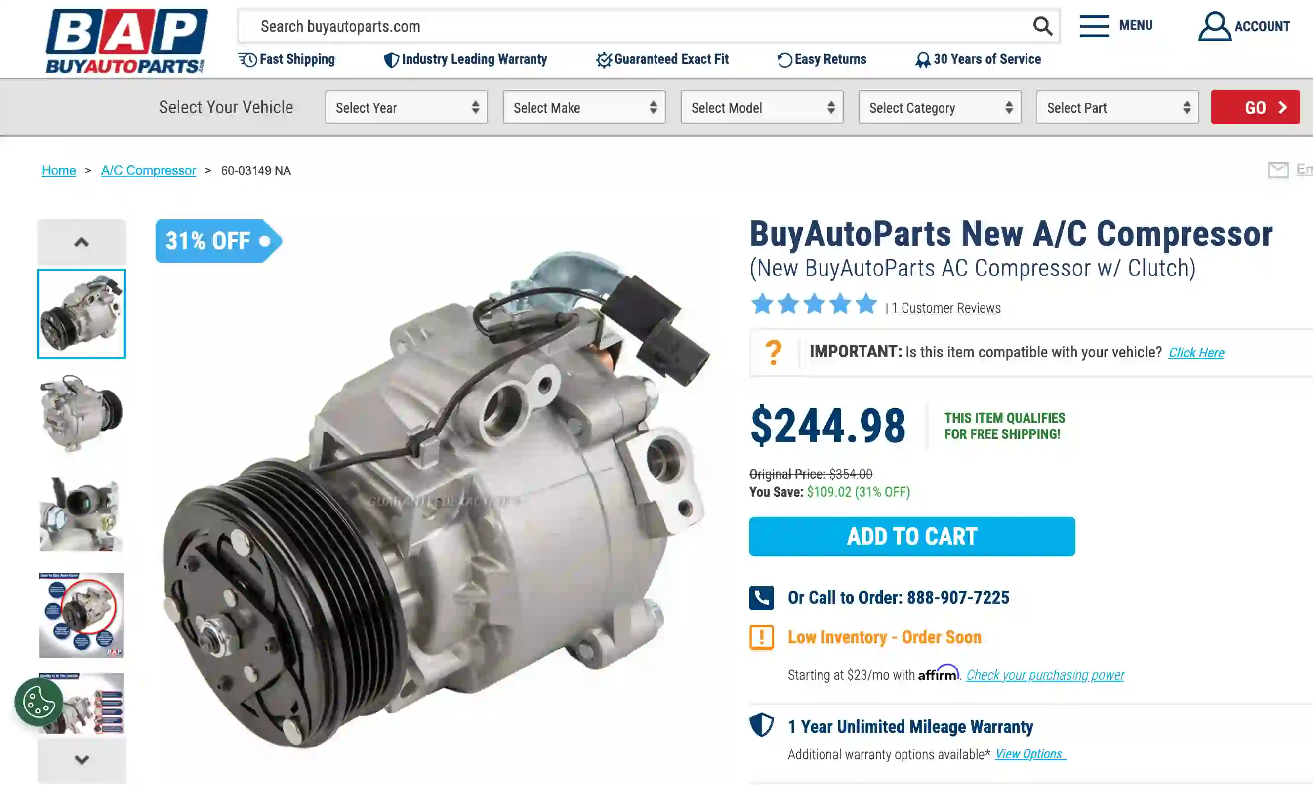 BuyAutoParts Scraper Product screenshot